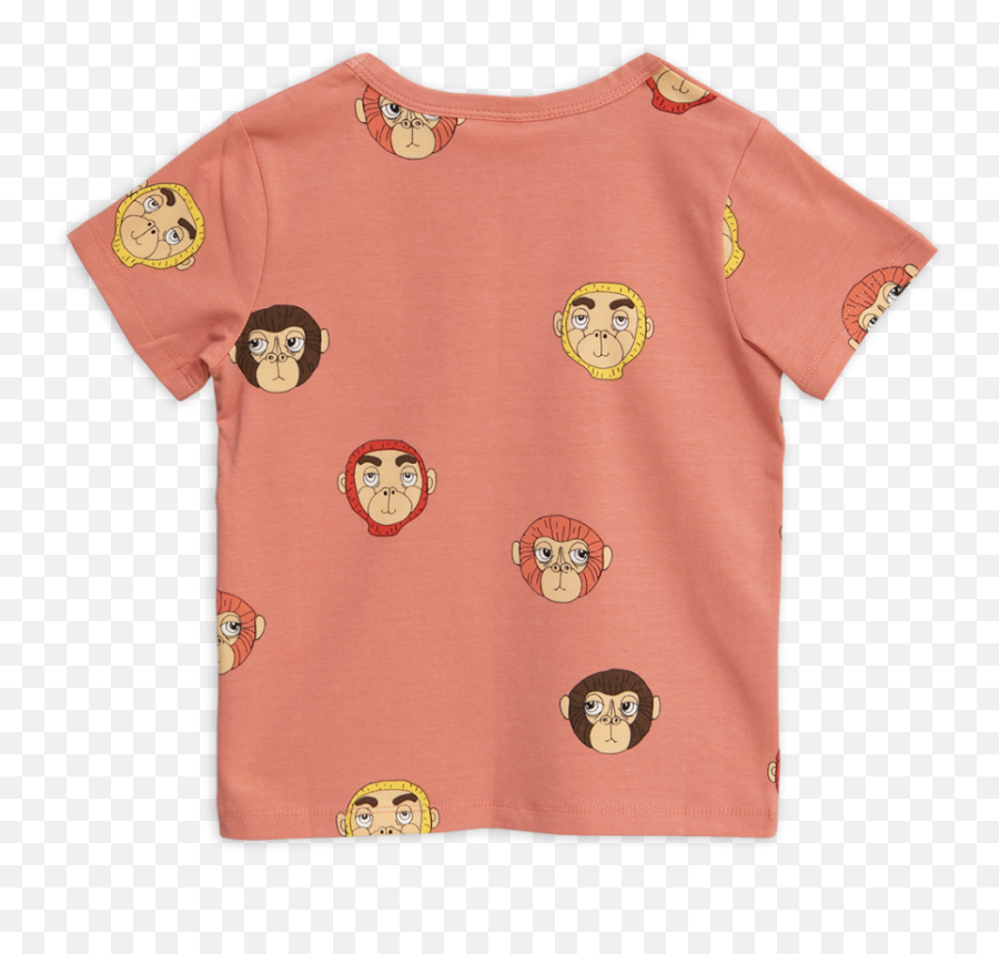 Mini Rodini Monkeys Printed Pink T - Shirt Short Sleeve Emoji,Emoticon Buho