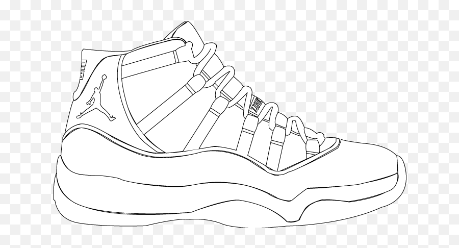 Colouring Pages Nike Air Max Air Jordan - Jordan 11 Shoe Drawing Emoji,How To Get Jordan Shoe Emojis