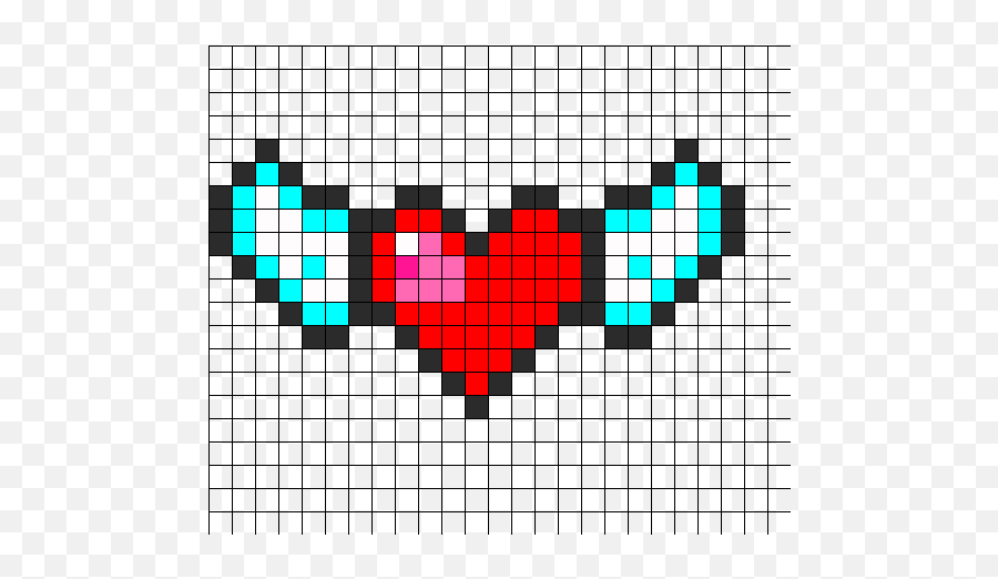 Perler Bead Patterns - Dibujos Pixelados De Corazones Con Alas Emoji,Dibujos Cuadriculados De Emojis