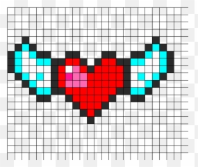 Perler Bead Patterns - Dibujos Pixelados De Corazones Con Alas Emoji,Dibujos Cuadriculados De Emojis