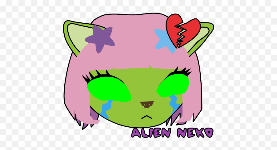 Alien Neko Free Emojistickerssmileysemoticons For Line - Neko,Broken Heard Emoticon