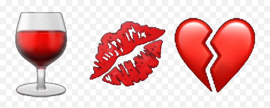 Red Wine Broken Brokenheart Kiss - Champagne Glass Emoji,Wine Glass Emoji