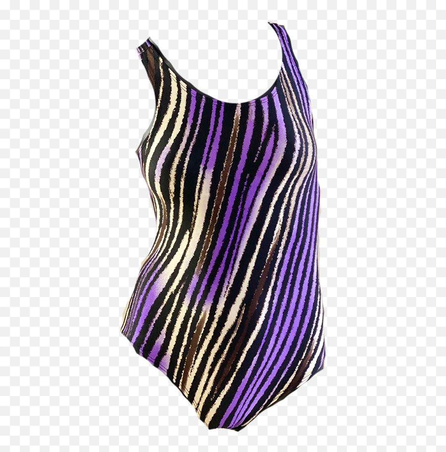 Toogs Fastback Swimsuit In Purple Black Brown And Cream Diagonal Strokes - Sleeveless Emoji,Emoji Bikini Top