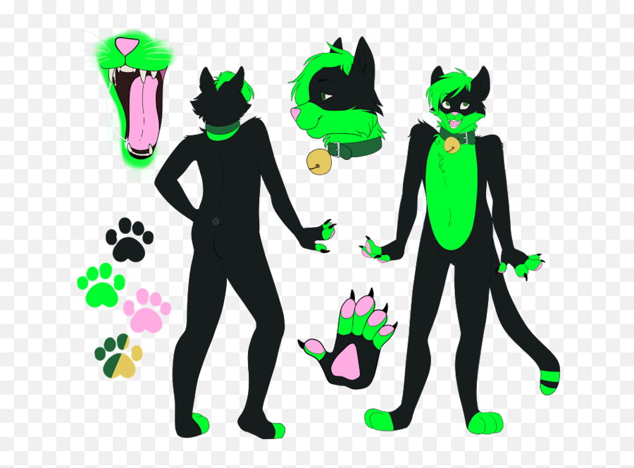 Ref Sheet Of Ankokuu0027s Fursona - Cat Furry Ref Sheet Clipart Green Cat Fursona Emoji,Emotions Drawing Reference Worksheet