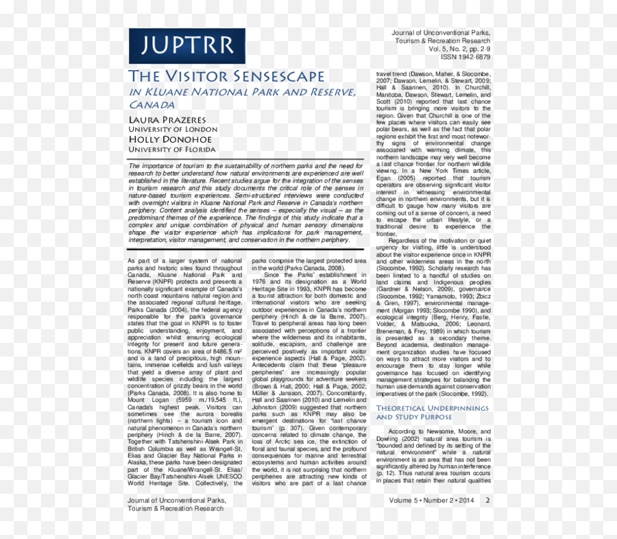 Kluane National Park - Document Emoji,Emotion In Tourism, Chhetri, Arrowsmith And Jackson 2004 Kluane National Park - Document Emoji,Emotion In Tourism, Chhetri, Arrowsmith And Jackson 2004
