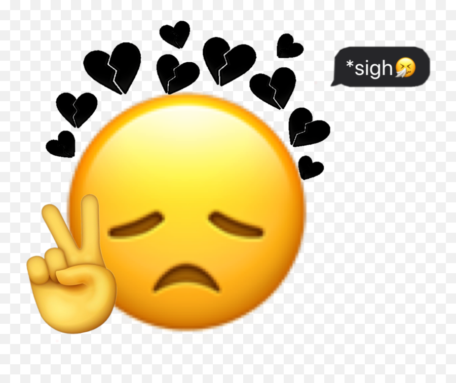 Sad Broken Emoji Sticker - Broken Hearts Emoji Png,Sighing Emoji