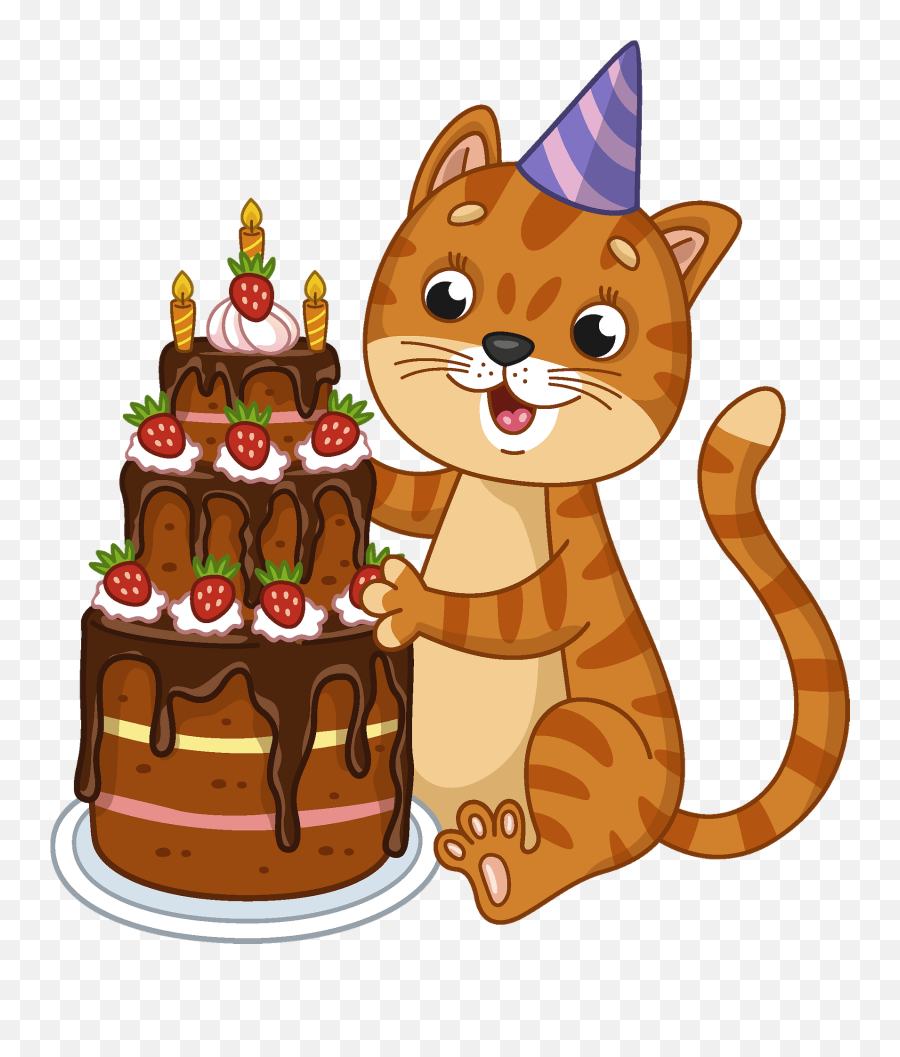 Birthday Cat Clipart Free Download Transparent Png Creazilla - Orange Cat Birthday Clipart Emoji,Fat Cat Emoji