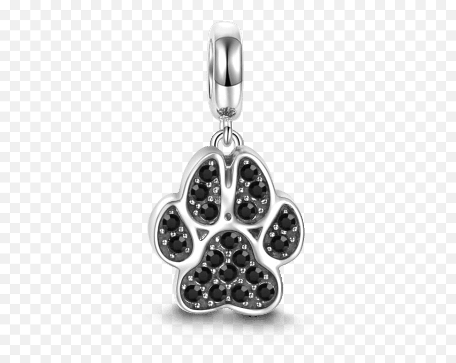 Black Cat Paw Dangle Charm Silver - Solid Emoji,Single Paw Emoji