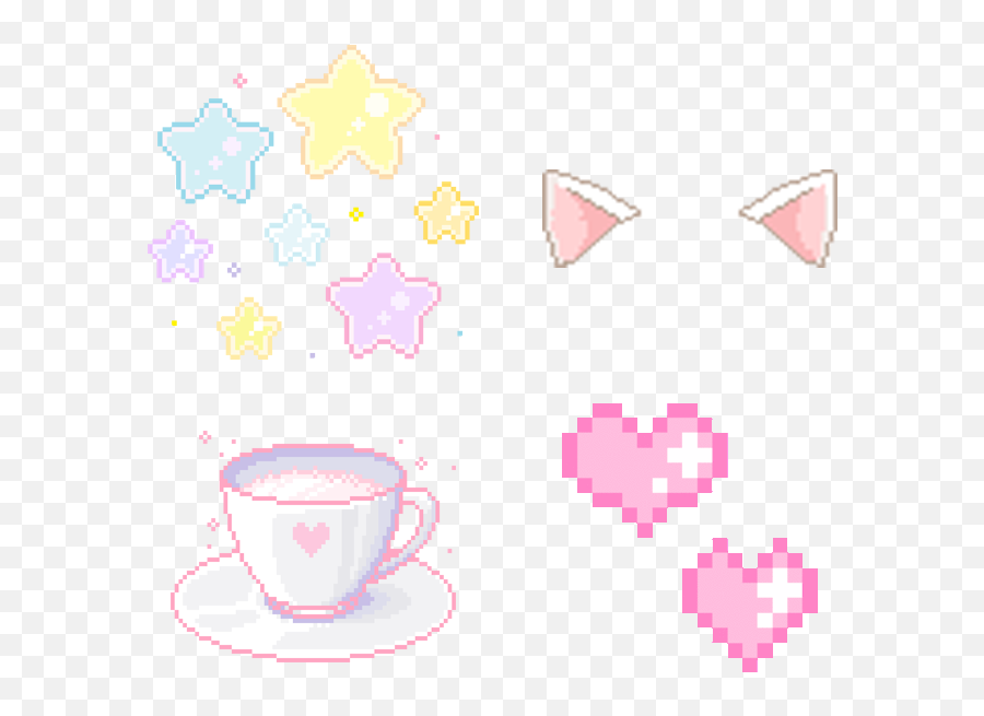 Kawaii Coffee Png - 50 Images About Png Kawaii On We Heart Transparent Pixel Star Png Emoji,Coffee And Heart Emoji