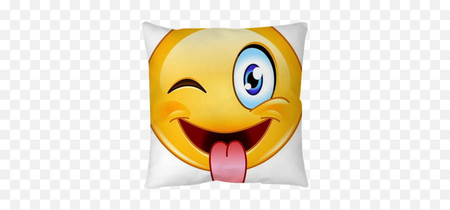 Stuck Out Tongue And Winking Eye Emoticon Throw Pillow U2022 Pixers - We Live To Change Emoticon Emoji,Winky Emoticon