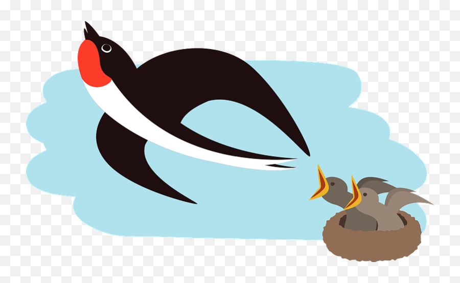 Swallow Bird Flying Away From Baby - Bird Flying Away Clipart Emoji,Bird Nest Emoji