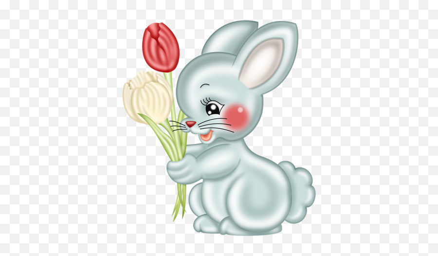 Spring Hop - Cartoon Rabbit Kiss Flower Emoji,Bashful Japanese Emoticon
