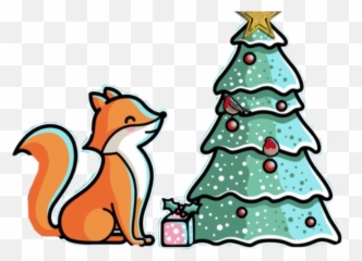 Christmas Fox Tree Sticker - Cute Christmas Fox Emoji,Ice Cream Queen Emoji