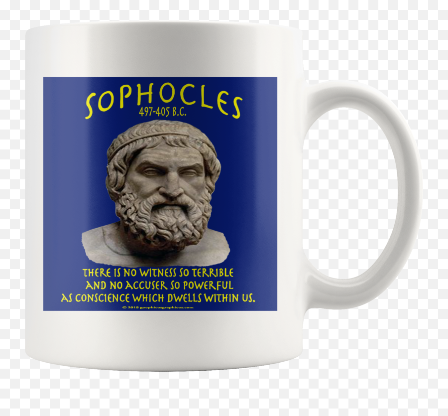 Sophocles - There Is No Witness So Terrible And No Accuser So Powerful As Conscience Which Dwells Within Us 11oz Magic Mug Emoji,Muscle And Man Emoji W