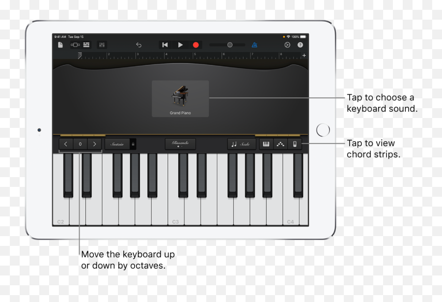 Play The Keyboard In Garageband For Ipad - Apple Support Garageband Piano Emoji,Emoticon Rectnagular Mouth