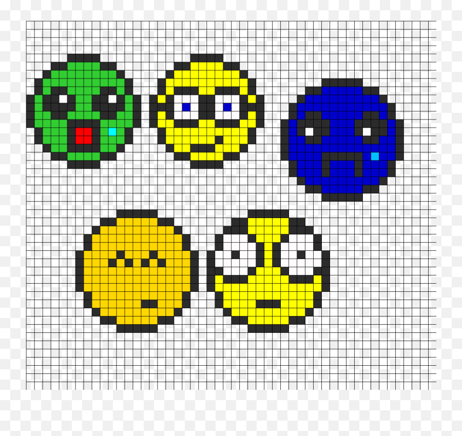 Faces V2 Kandi Pattern Pony Bead Patterns Elephant Cross - Pixel Art En Smiley Emoji,Emoji Perler Bead