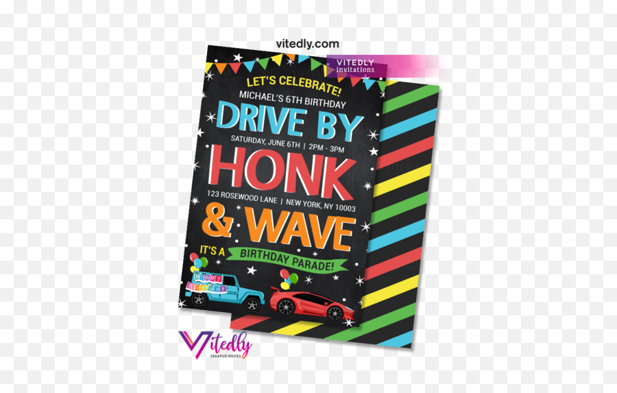 Birthday Invitations U2013 Tagged Kids U2013 Vitedly - Free Drive By Parade Emoji,Honk Emoji