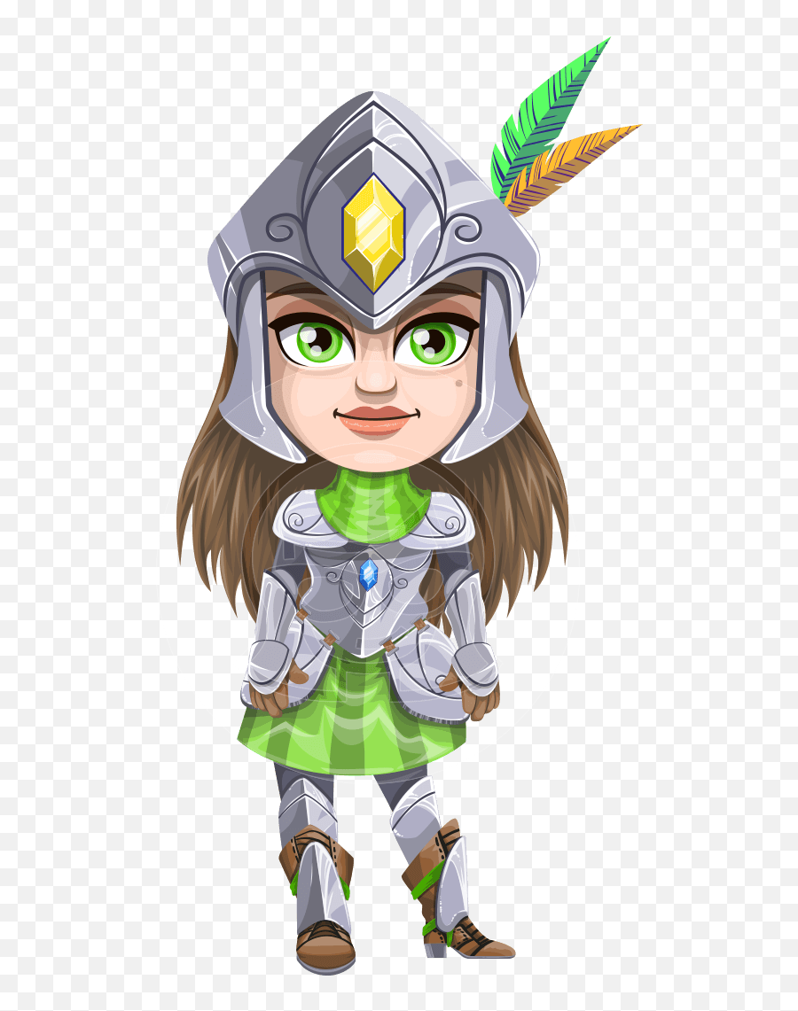 Female Knight With Helmet Cartoon Vector Character Graphicmama - Cartoon Knight With Shield And Sword Emoji,Knight Of Emotions