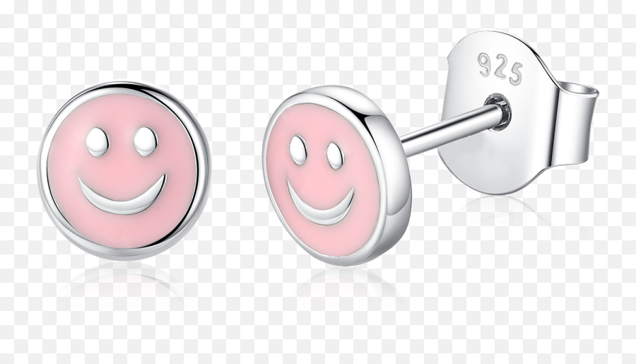 925 Sterling Silver Stud Earring Enamel - Happy Emoji,Emoticon Earrings
