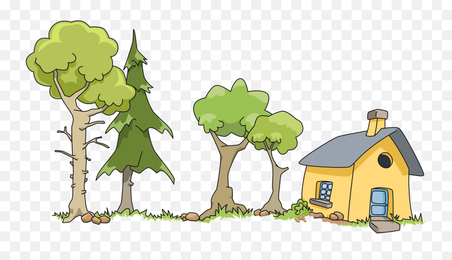 House And Yard Clipart - Dibujo Del Cuento Los Tres Cerditos Emoji,Tree House Emoji