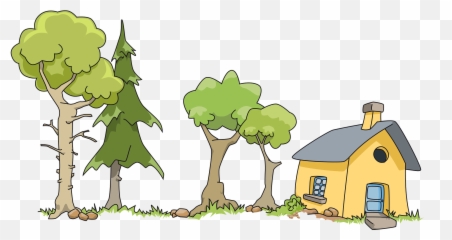House And Yard Clipart - Dibujo Del Cuento Los Tres Cerditos Emoji,Tree House Emoji