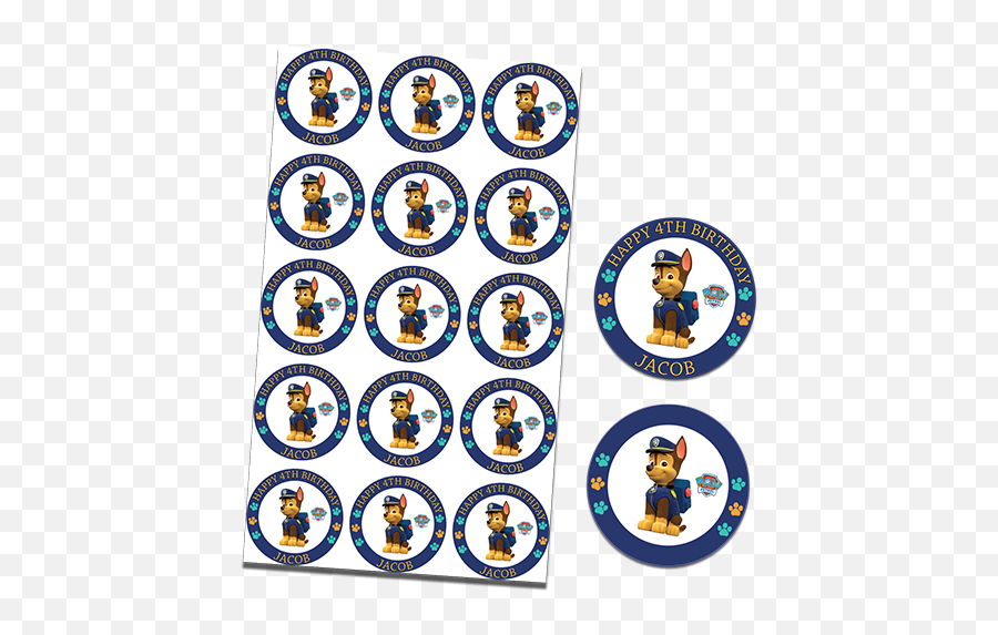 Paw Patrol - Chase 15x 2u2033 Or 30x 15u2033 Cupcakes U2013 Can Be Personalised Fictional Character Emoji,Emoji Cupcakes Toppers