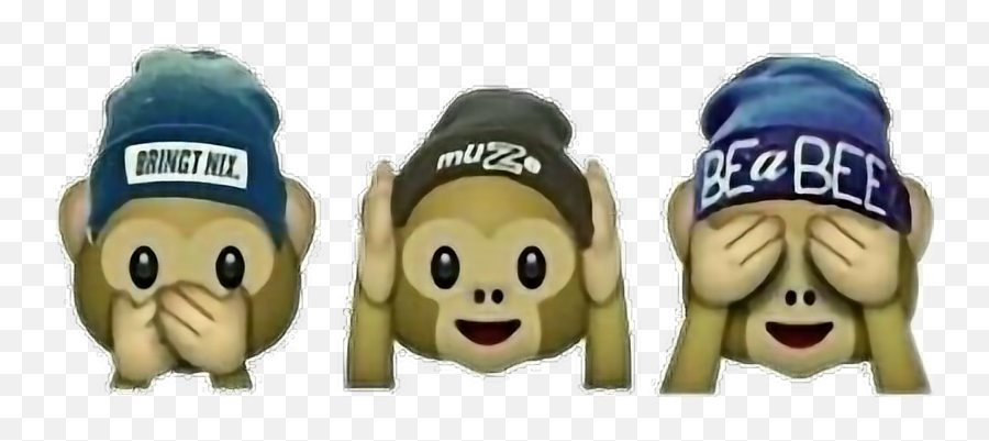 Tumblr Monkey Mono Emoji Sticker - Cute 3 Monkey,Emoji Mono