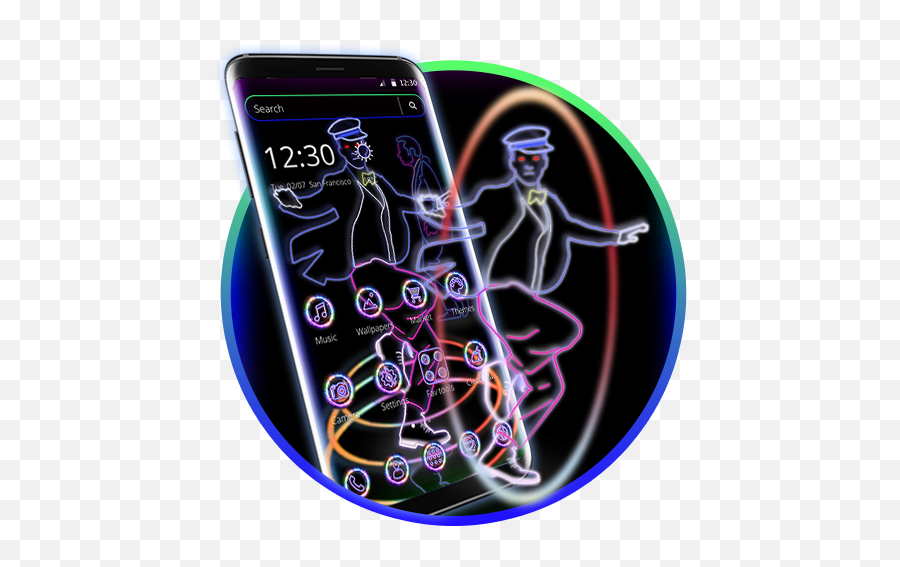 Neon Light Dancing Theme - Smartphone Emoji,Dancing Emojis For Android