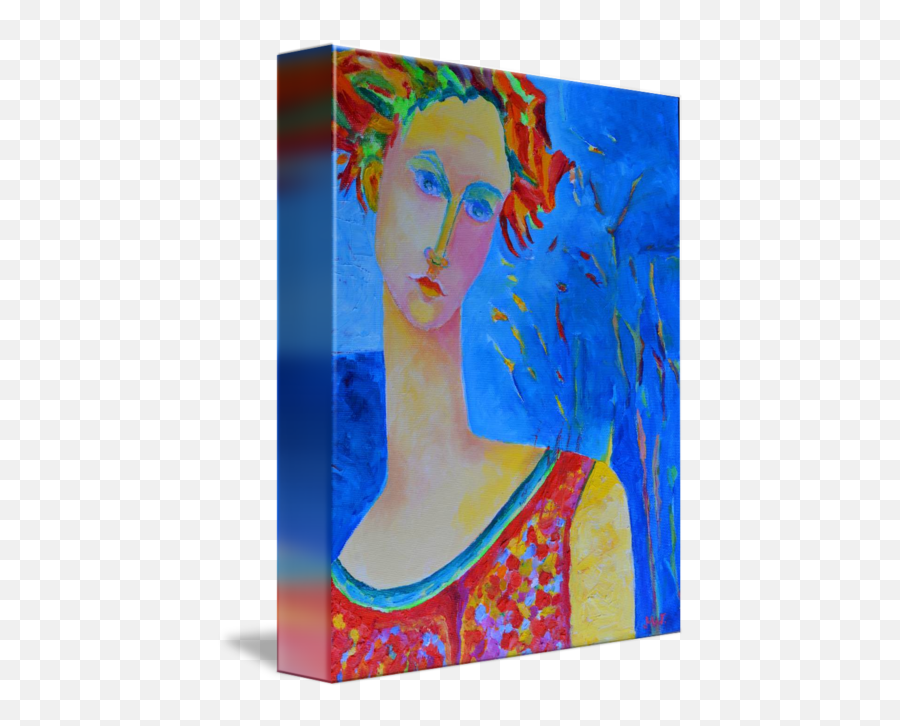 Lady Venus Woman Portrait Painting Blue - Horizontal Emoji,Portrait Painting Showing Emotion