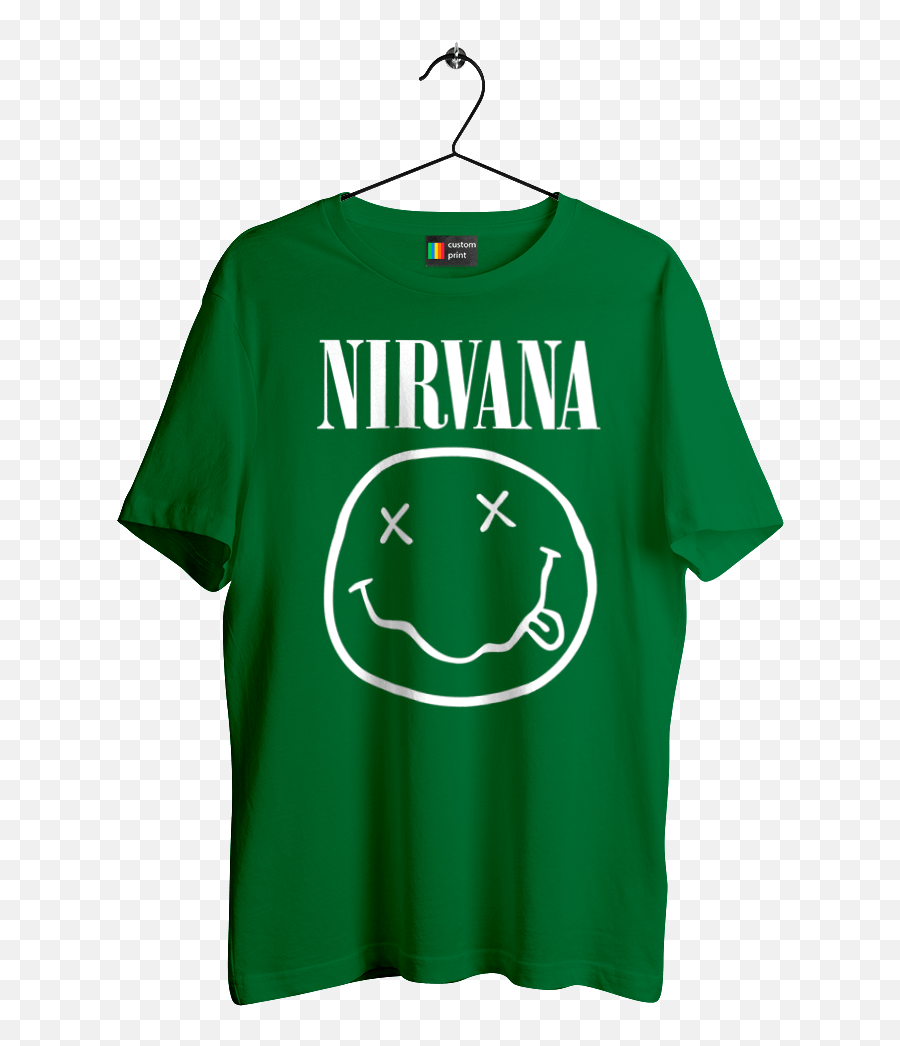 Menu0027s T - Shirt With Print Nirvana Is White Customprintmarket Nirvana Band Shirt Emoji,810 Emoticon