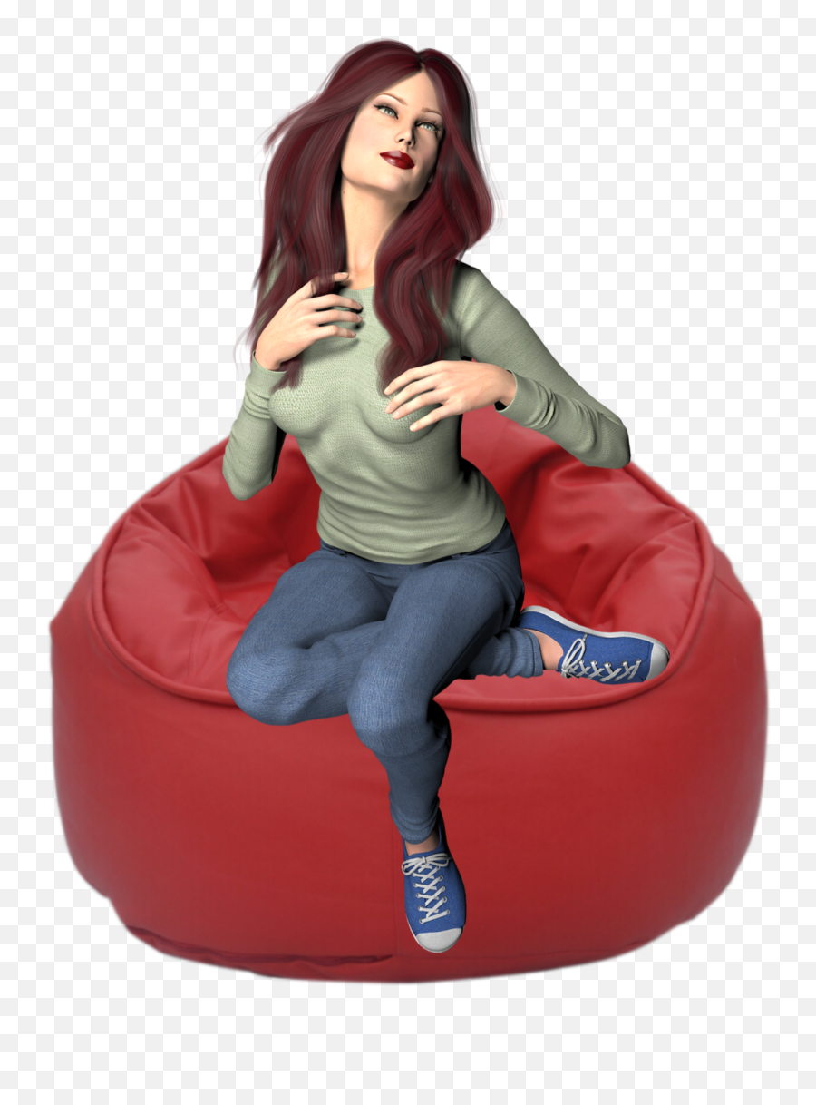 Beanbag Girl Sticker - Sitting Emoji,Emoji Beanbag