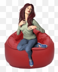 Beanbag Girl Sticker - Sitting Emoji,Emoji Beanbag