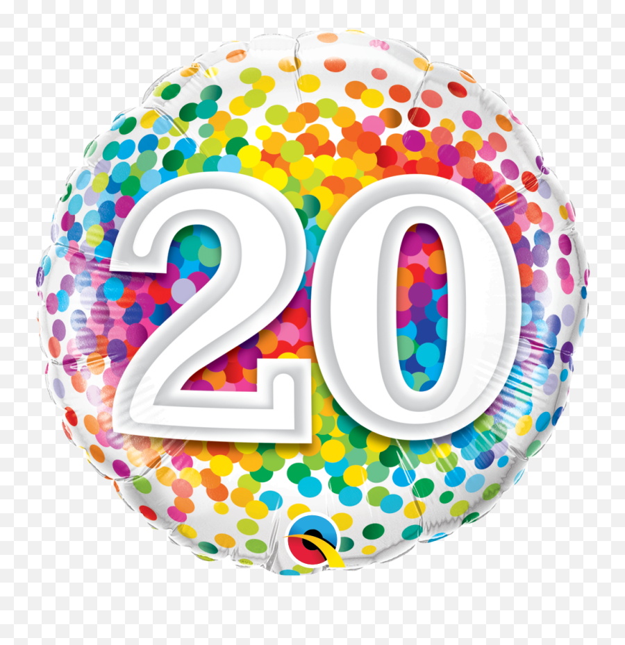 20 Rainbow Confetti Foil Balloon - 20th Birthday Ballon Emoji,Creative Texts With Emojis My Balloon