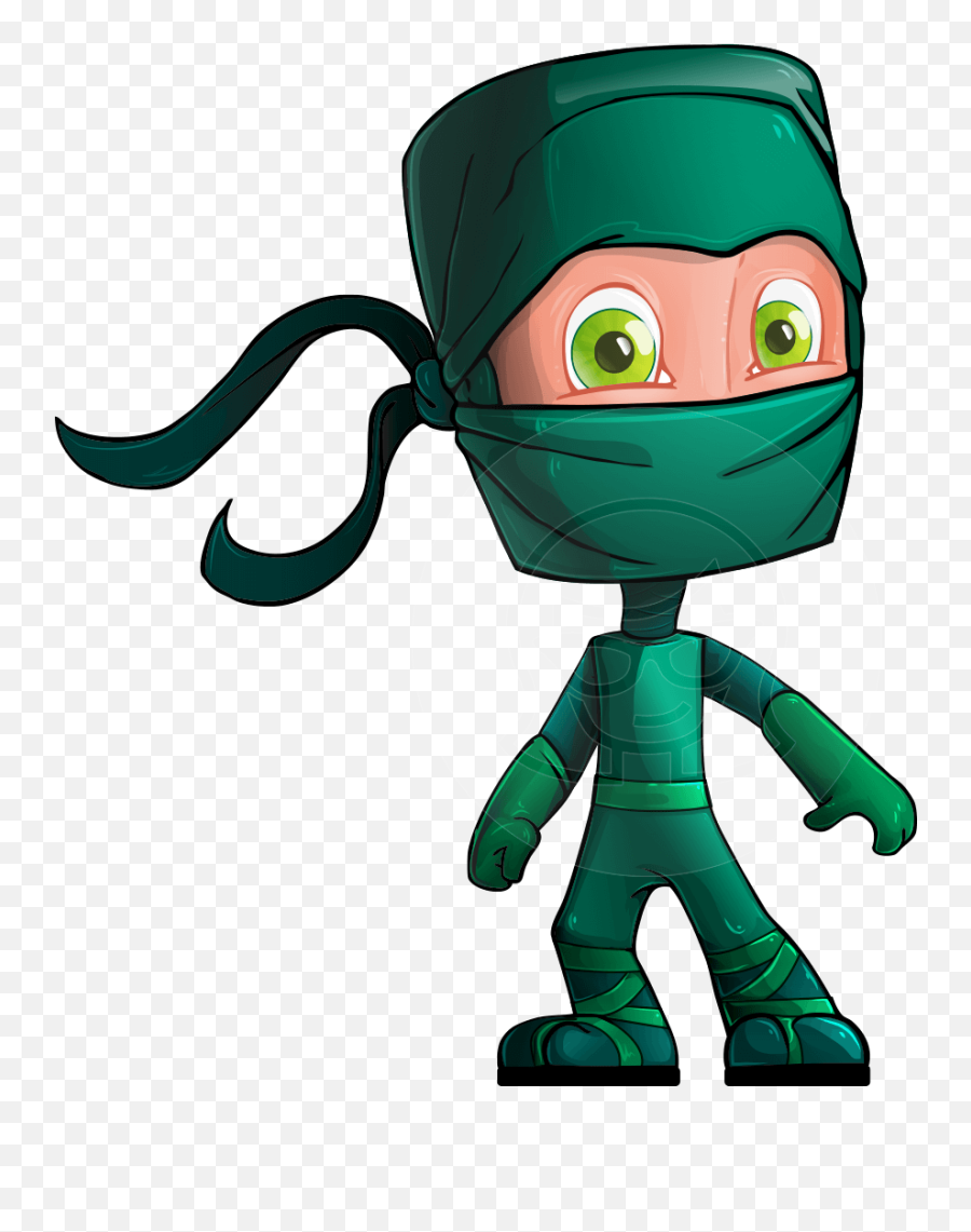 Green Ninja Cartoon Vector Character - Clip Art Emoji,Animated Film Girls Different Emotions