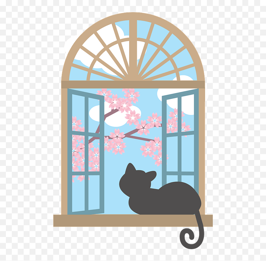 Cat Is Looking Out The Window Clipart Free Download - Looking Out Window Clipart Emoji,Emoji Window Curtains