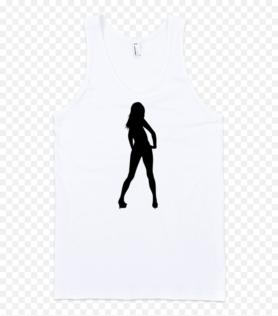 Woman Silhouette Fine Jersey Tank Top Unisex - Sleeveless Shirt Emoji,Man And Woman Walking A Dog Emoticon