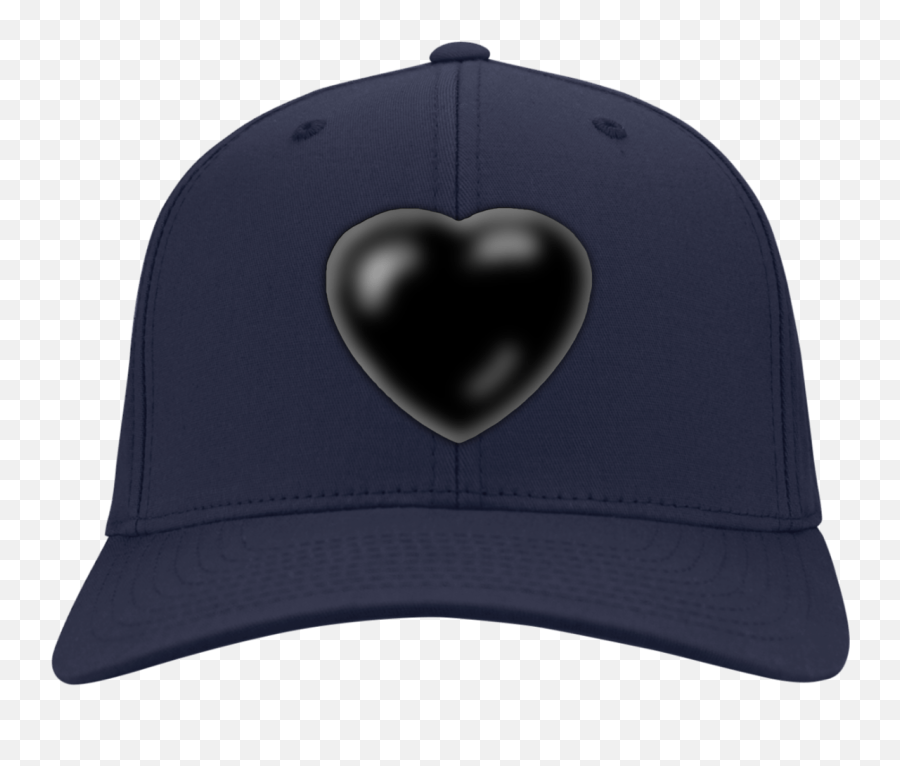Black Heart Flex Fit Twill Baseball Hat - Solid Emoji,Baseball Emoji With Face