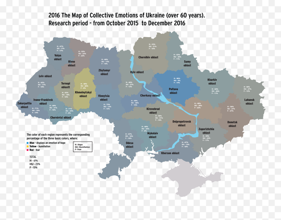 Ukraines Map Of Emotions As Of 2016 - Ukrainian Election Map Emoji,Map Of Emotions
