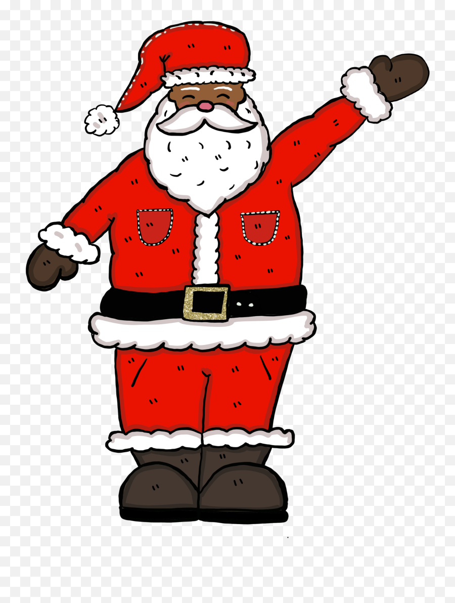 Christmas Holiday Happy Man Drawing - Black Santa Claus Cartoon Emoji,Emotions Christmas