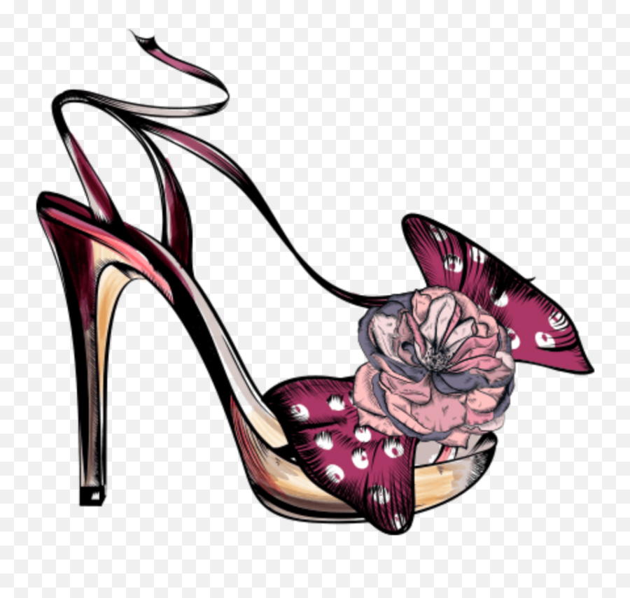 Heels Highheel Ladies Shoe Flower - Sandália Com Flores Desenho Emoji,High Heel Shoe Emoji