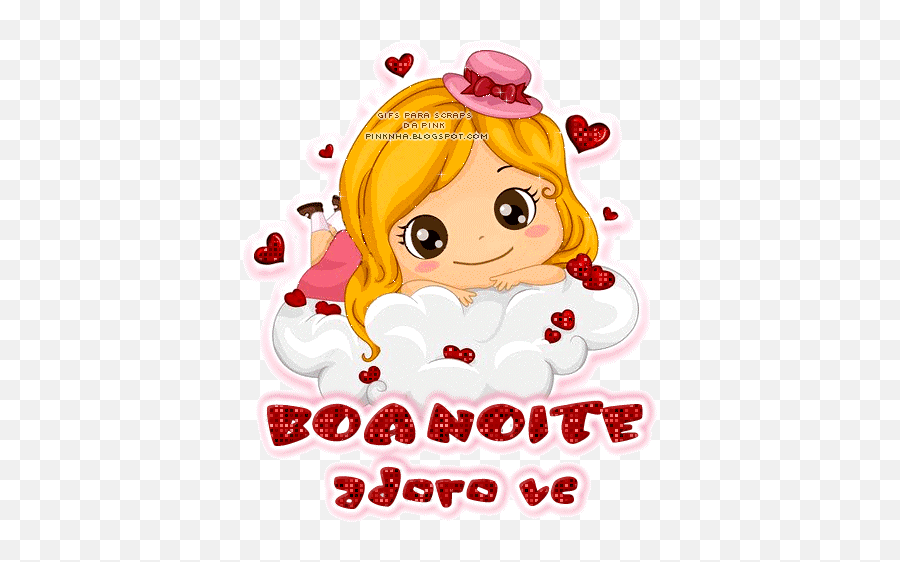 Boanoiteadoro1 - Pinknhablogspotgif 420572 Boa Noite Niña En Las Nubes Emoji,Emoticon Whatsapp Dito Medio