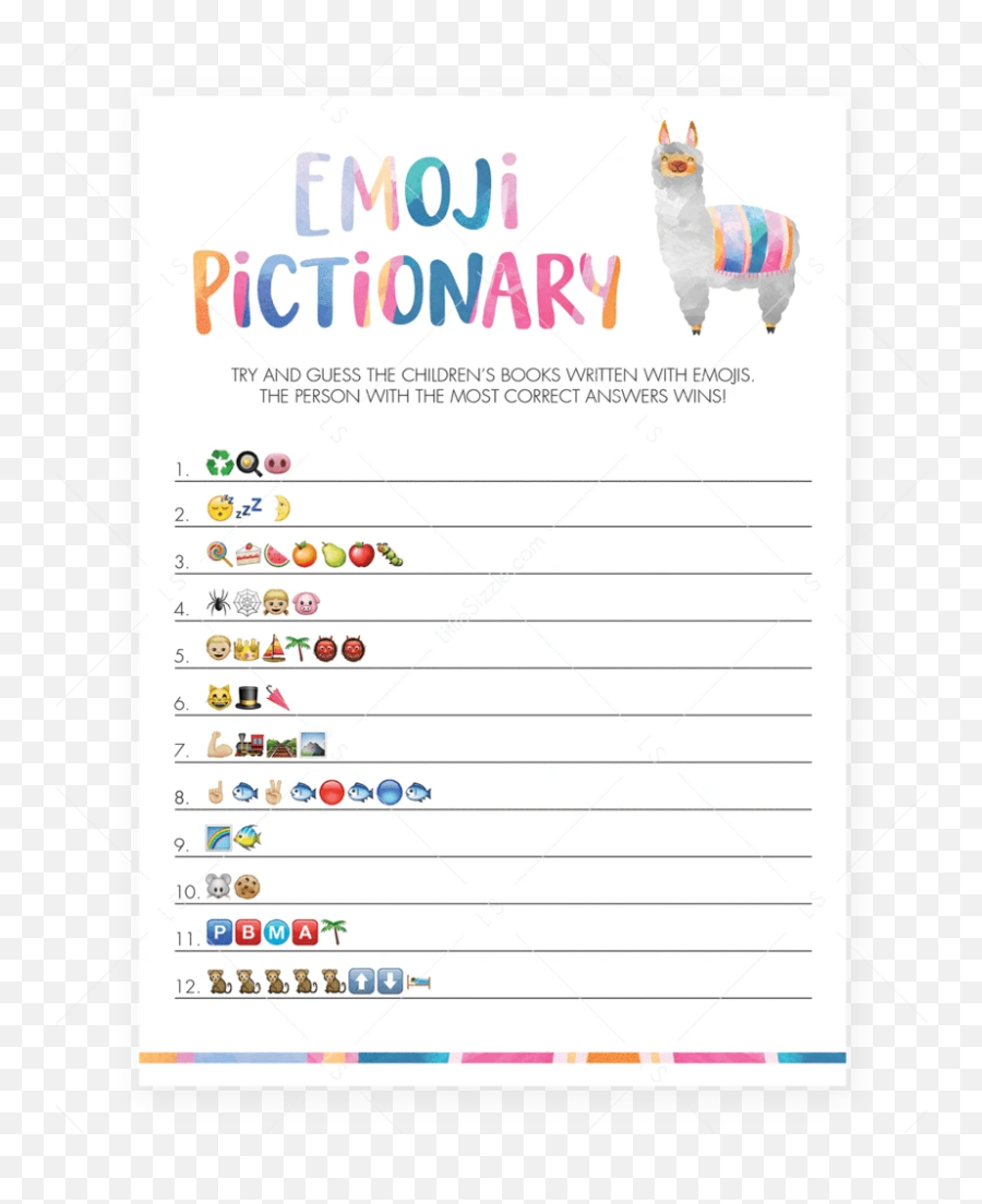 Llama Baby Shower Emoji Pictionary Game - Baby Shower Emoji Pictionary,Emoji Game