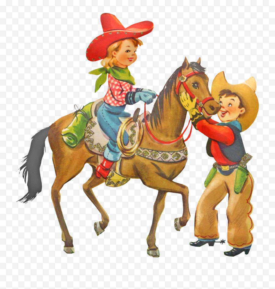 Horse Cowboy Cowgirl Vintage - Cowgirl Horse Cards Emoji,Emotions Of Art ''horses''
