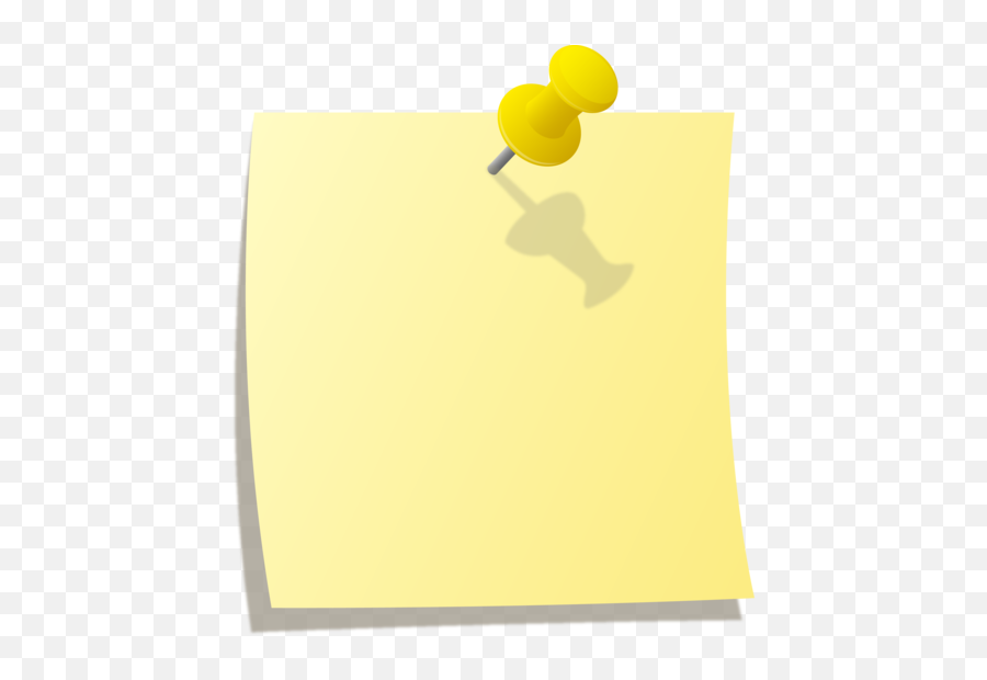 Yellow Sticky Note Pinned To Wall With Yellow Thumb Tack - Paper Notes Png Emoji,How To Make Emoji Bookmark Out Of Sticky Notes