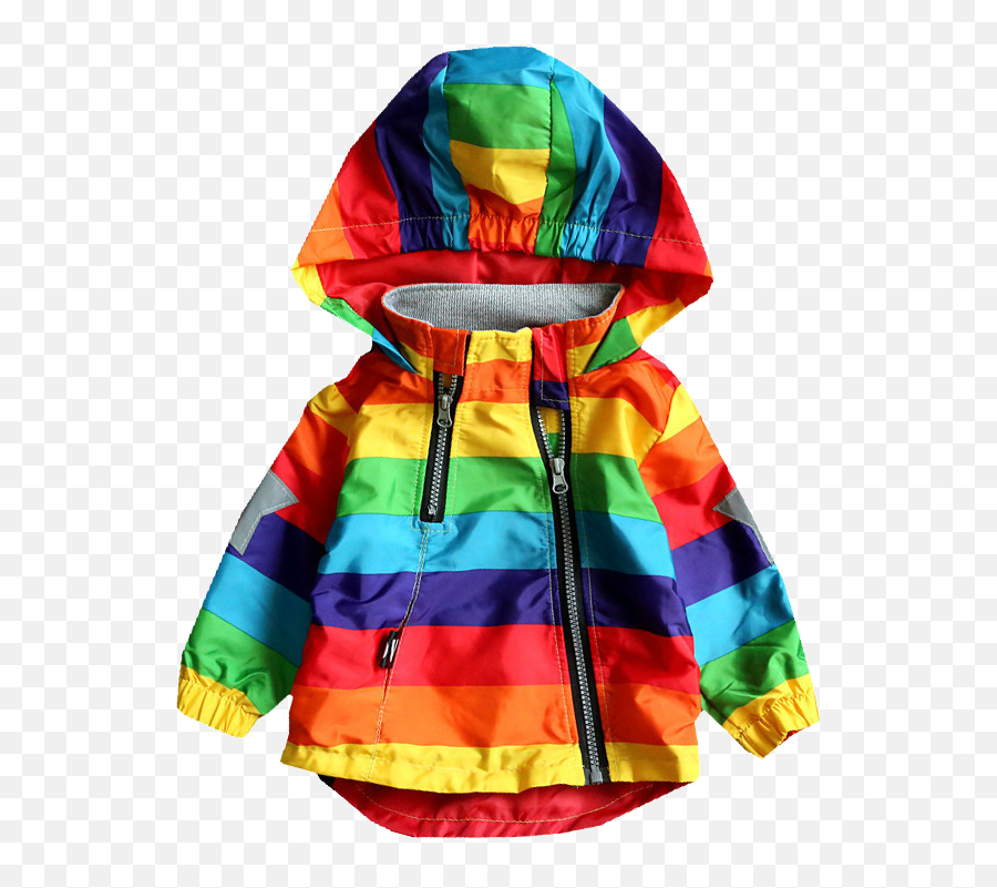 Rainbow Hooded Coat For Girls - Childrens Jacket Emoji,Emoji Sweaters For Girls
