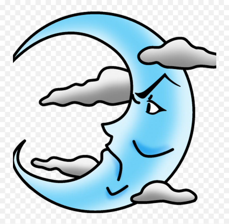Angry Moon Tattoo With Clouds - Happy Emoji,Eggplant Emoji Tattoo