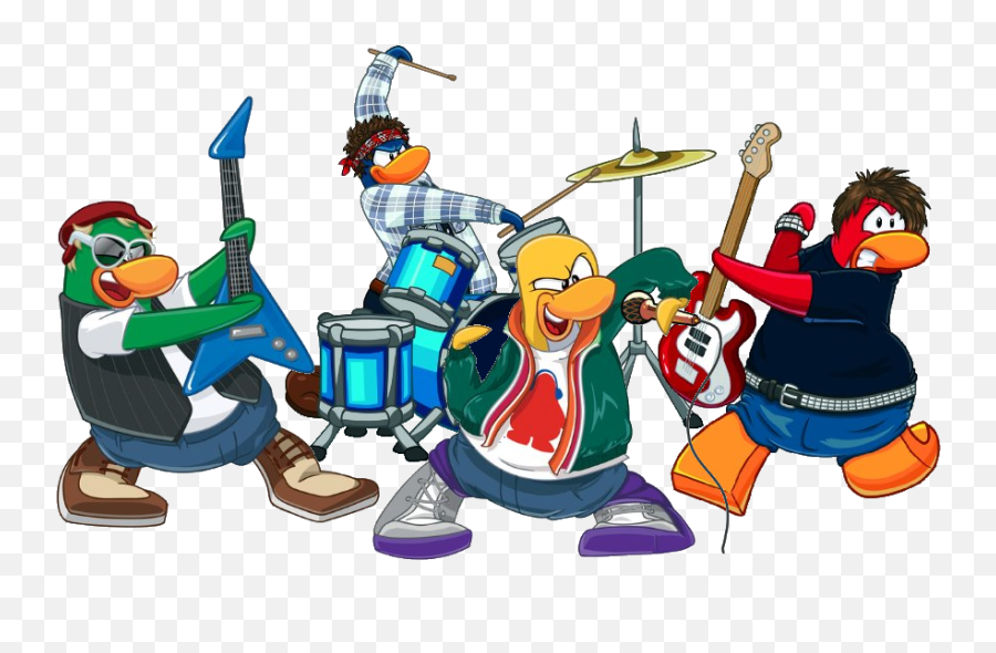 Rock Band Clip Art Cliparts And Others Inspiration - Clipartix Club Penguin Penguin Band Emoji,Drummer Emoji