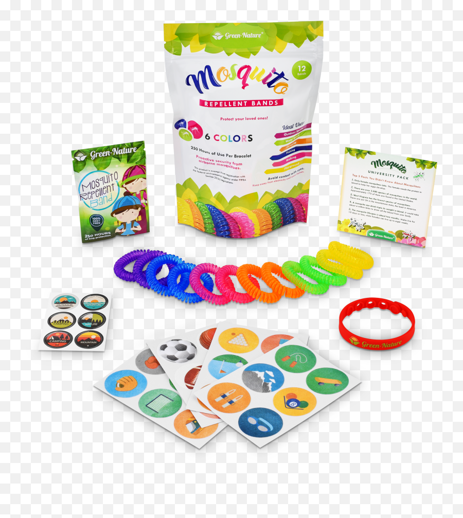 Natural Mosquito Repellent Bracelets For Kids 12 Individually Packed And 24 Organic Patches Emoji,Emoticon Miquito