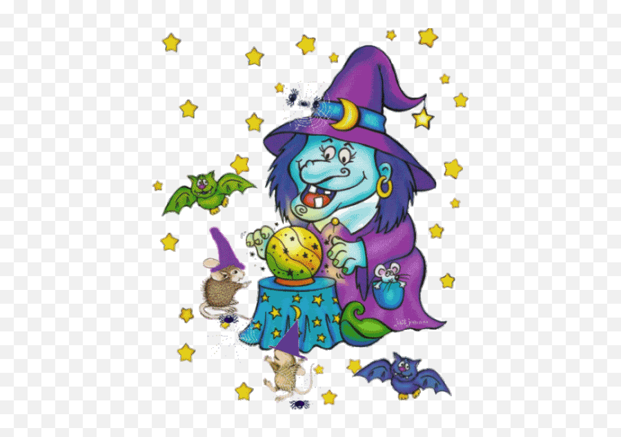 Gifs Animados Brujas Feas Con Bola De Cristal Aires De - Brujas Animadas Para Niños Emoji,Wicked Witch Emoji