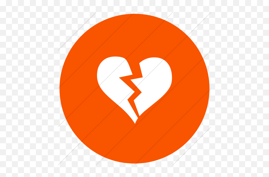 Iconsetc Flat Circle White On Orange Classica Broken Heart - Claim Jumper Restaurants Emoji,Broken Heart In Facebook Emoticon